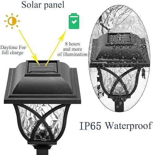 Miniatura 2 de Paquete de 6 luces solares para camino, luz solar para exteriores, impermeable, automático, encendidoapagado, decoración de jardín, patio, terraza,