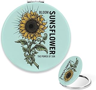 Compact Mirror Cute, Sunflower Mint Green Por...