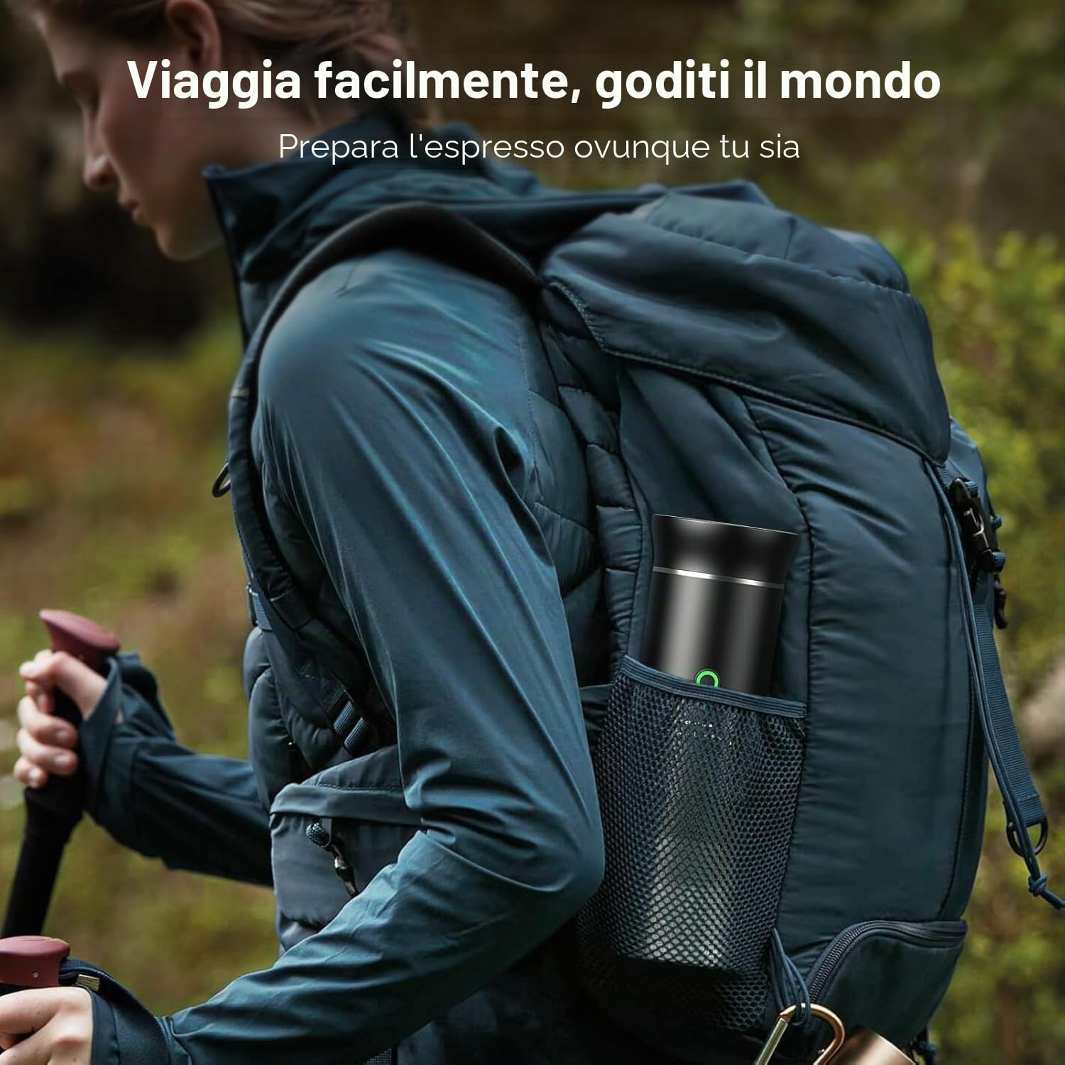 Macchina da Caffè Espresso Elettrica Portatile, Macchina Caffe Portatile 3 In 1 Macchina Caffe, 5 Minuti Auto-Riscaldamento, con USB-C, Compatibile con Piccole Capsule, Grandi Capsule, Caffe Macinato