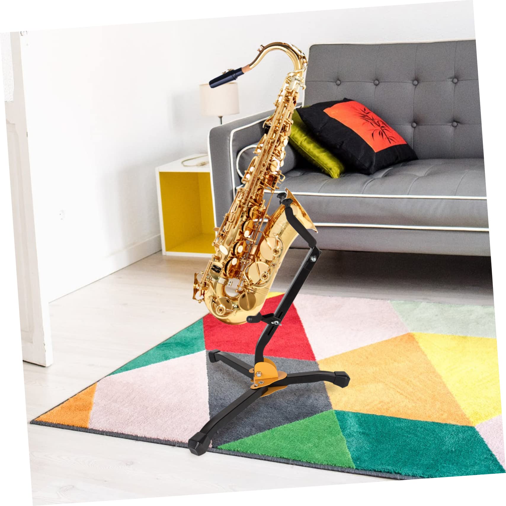 Toddmomy Faltbarer Saxophonständer Tragbarer Instrumentenständer aus Eisen und ABS mit rutschfester Oberfläche für Altsaxophon für Musikunterricht und Zuhause