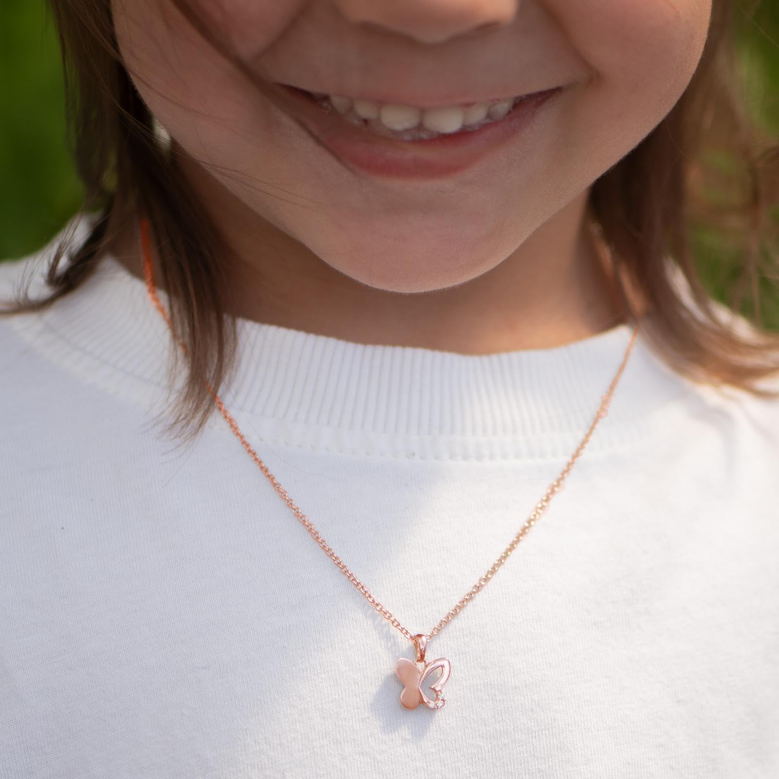 Schmuckset Mädchen Schmetterling Rosegold (Silber 925 vergoldet), Kinder