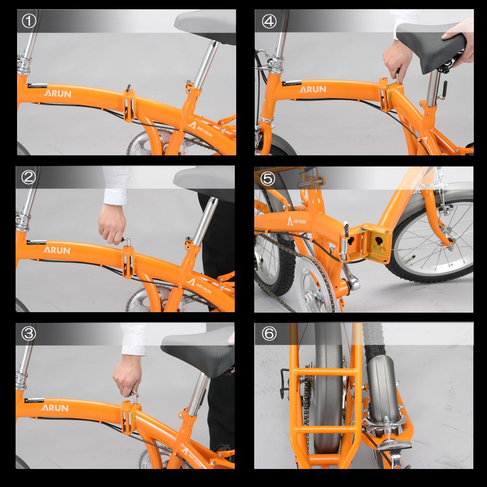 Amazon | ARUN(アラン) 16インチ3段変速折りたたみ自転車 [前後