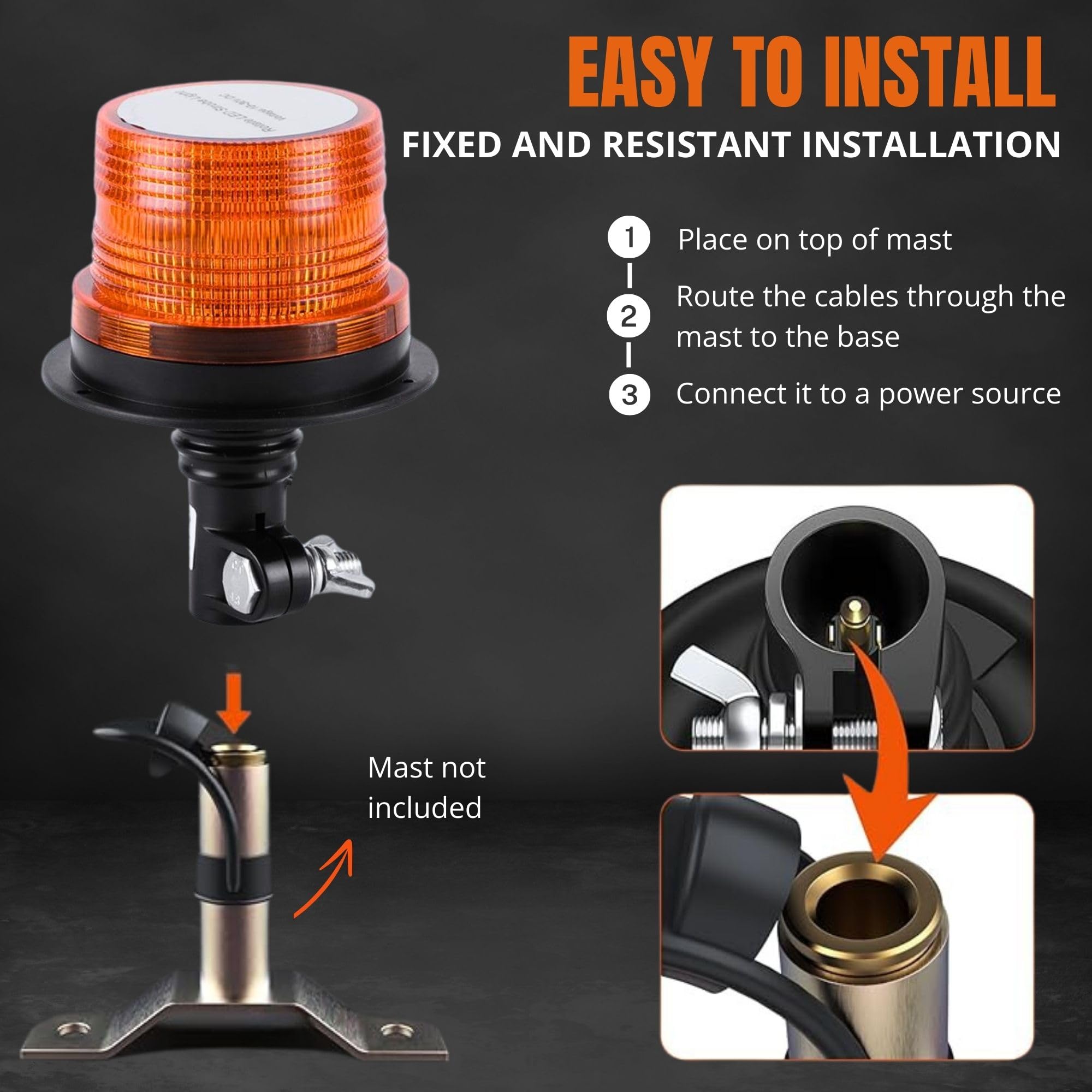 Luz Estroboscópica LED DC10-30V. Rotativo para Tractores. Luz de Emergencia para Vehículos Agrícolas, Flash de Advertencia para Camión, Carretilla Elevadora. Intermitente de Alta Intensidad — view 5