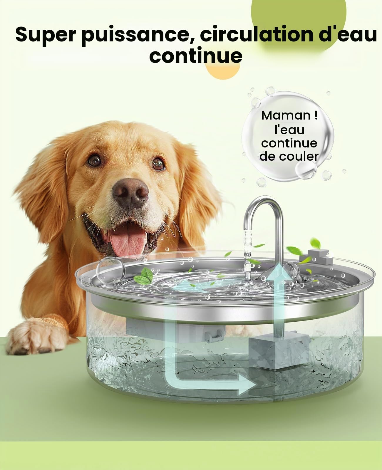 oneisall Pompe pour 7L Fontaine à Chat en Acier Inoxydable | Pompe à eau ultra silencieuse, câble d'alimentation de 1,5 m, pompe à eau de protection contre la marche à sec