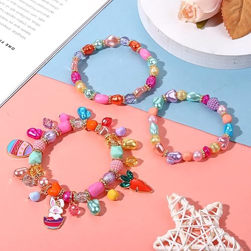Miniatura 2 de Juego de 3 pulseras de Mardi Gras para mujer, con purpurina, máscara de flor de lis, sombrero de bufón, pulseras elásticas con cuentas para trajes