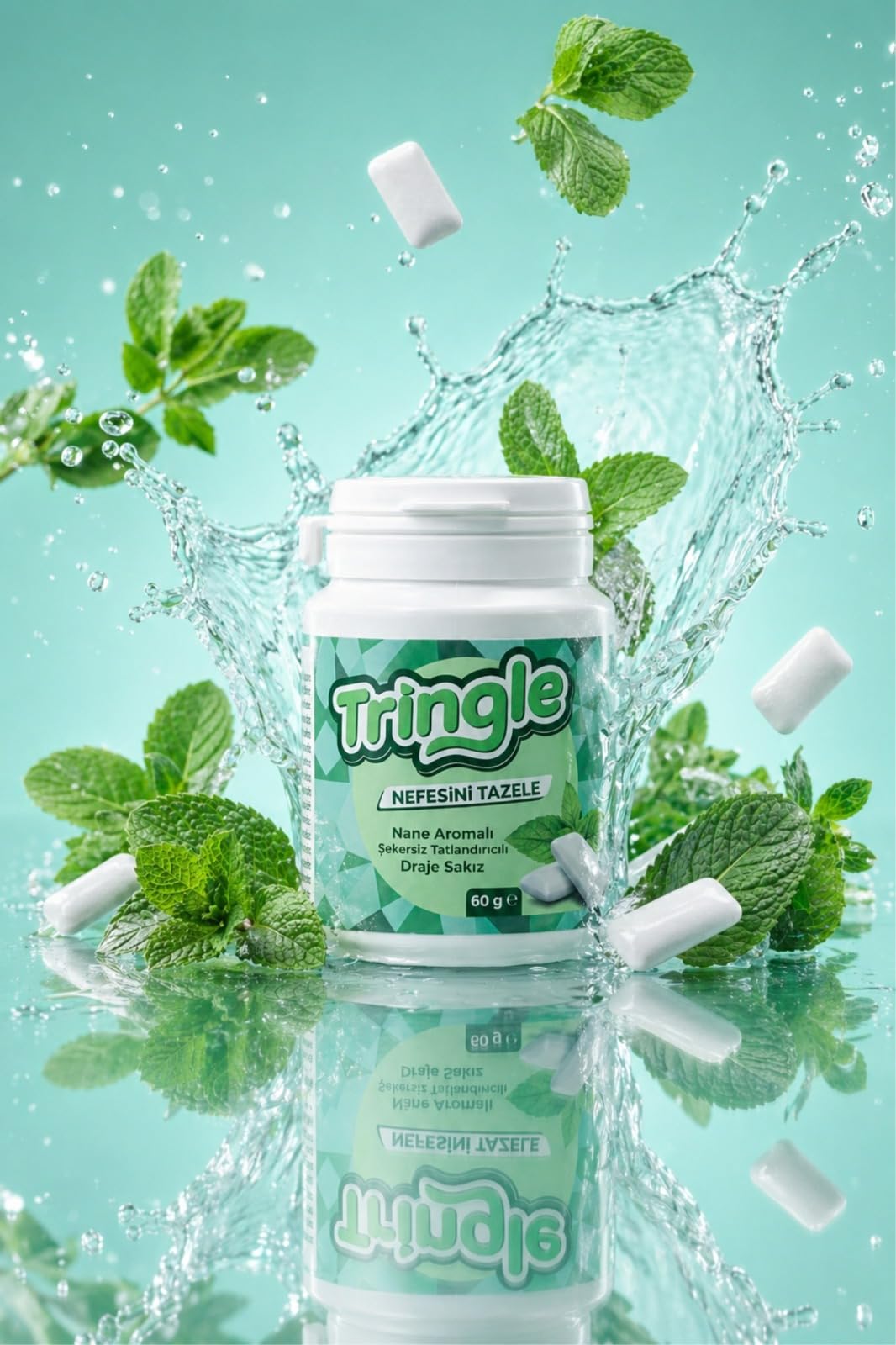 Tringle Nane Aromalı Draje Sakız60 g | Şekersiz Tatlandırıcılı Sakız| Ferah Nane Aromalı Pratik Draje Sakız | Günlük Kullanıma Uygun