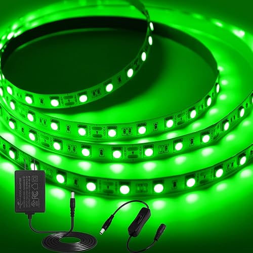 Miniatura 21 de iNextStation Tira de luces LED azul, 12V 16.4 pies 5 m, tira flexible de cinta de luz de 300 LEDs 5050 SMD, luz de cuerda LED cortable para