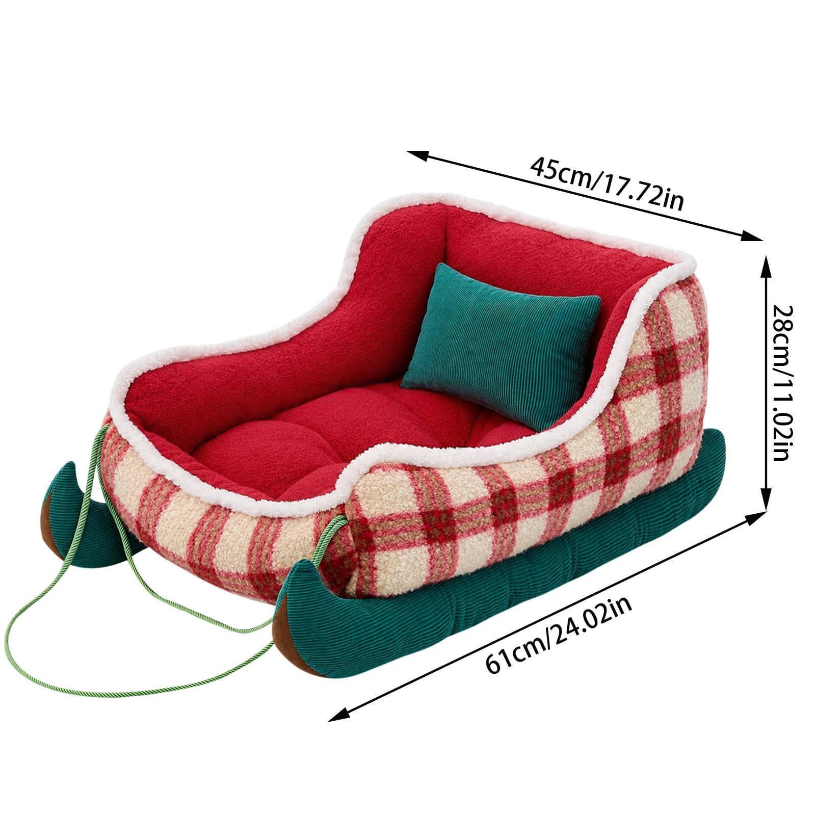 Cama navideña para perros y gatos, sofá de felpa para