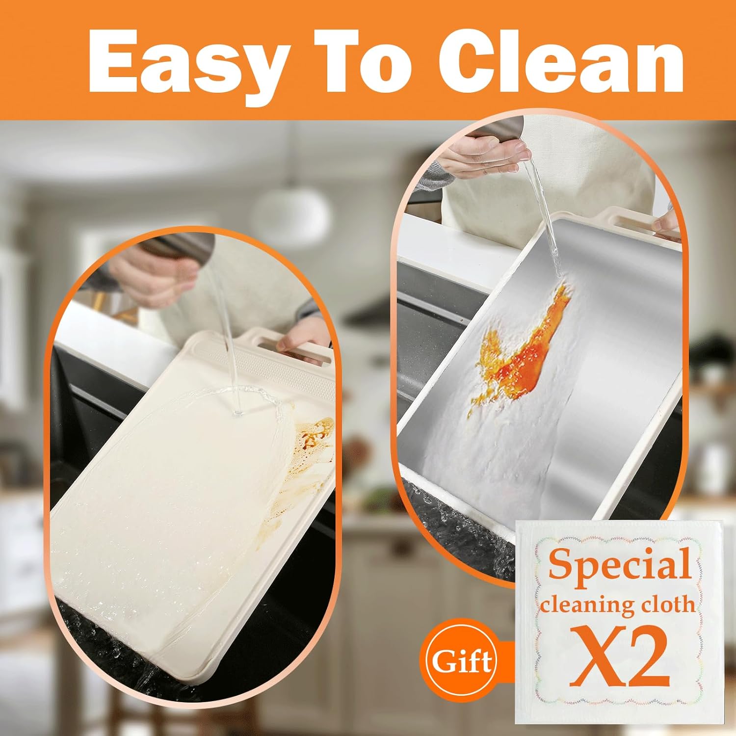 Double Sided Stainl Steel Cutting Board for Kitchen White Lar