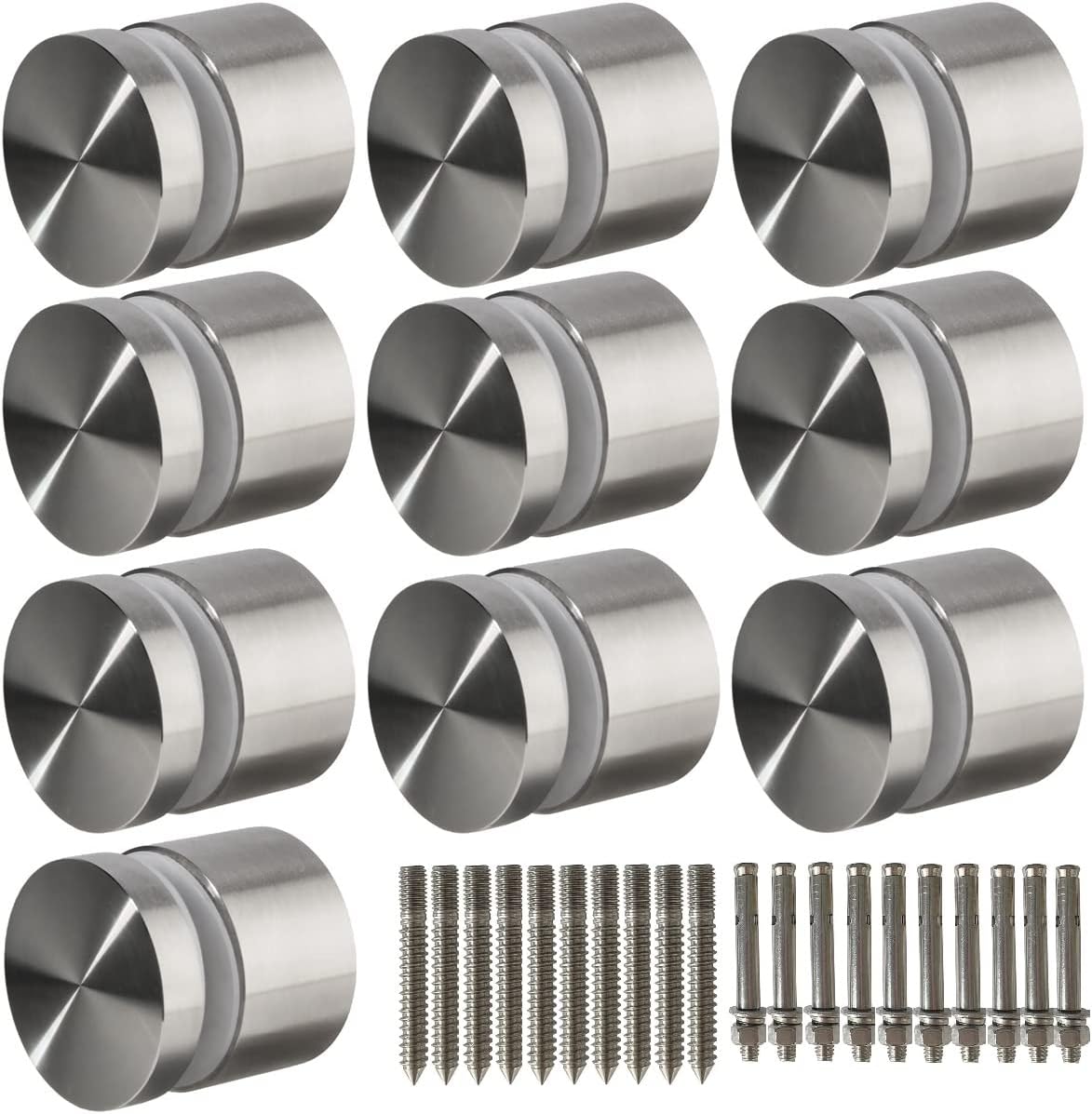10 Pack LukLoy SS316 Solid 1.32lb Heavy Duty Glass Railing Standoff Hardware for Balcony Stair Balustrade, 2" Stair Glass Railing Standoffs Pins (Marine Grade)