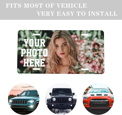 Miniatura 2 de Placa de matrícula personalizada para la parte delantera del automóvil, decoración personalizada, añade tu foto, texto, logotipo, decoración de