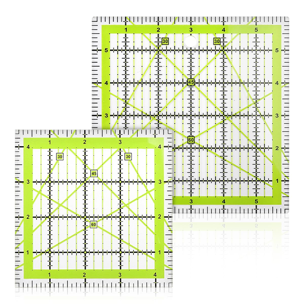 Gladfresit Green Quilters Ruler,2Pcs Squares Quilting Rulers Stencils Template Acrylic Set For Sewing Quilter Precision Cutting Patchwork