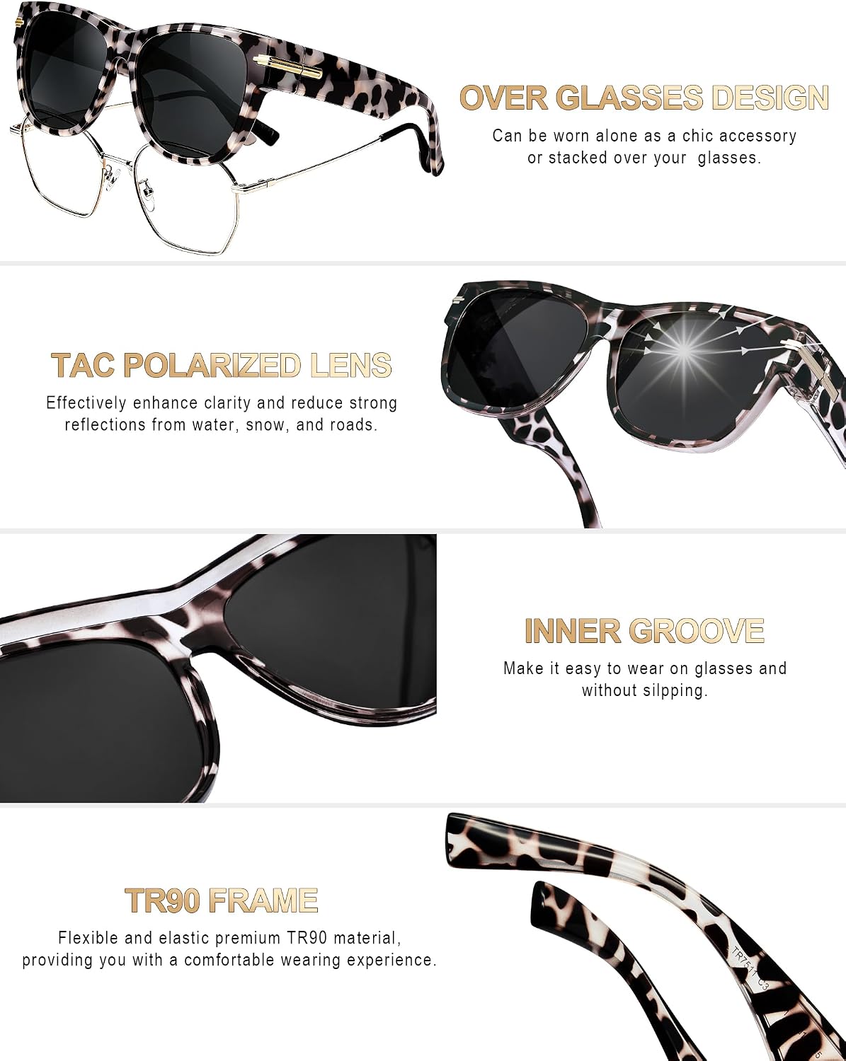 KANASTAL Oversized Over Glasses Sunglasses Square Polarized Sunglasses image 4
