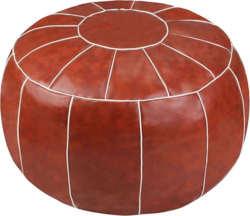 Miniatura 11 de Puf decorativo para pies, taburete redondo de cuero sin relleno, cojín otomano de almacenamiento o para descansar tus pies, silla de suelo, pie,