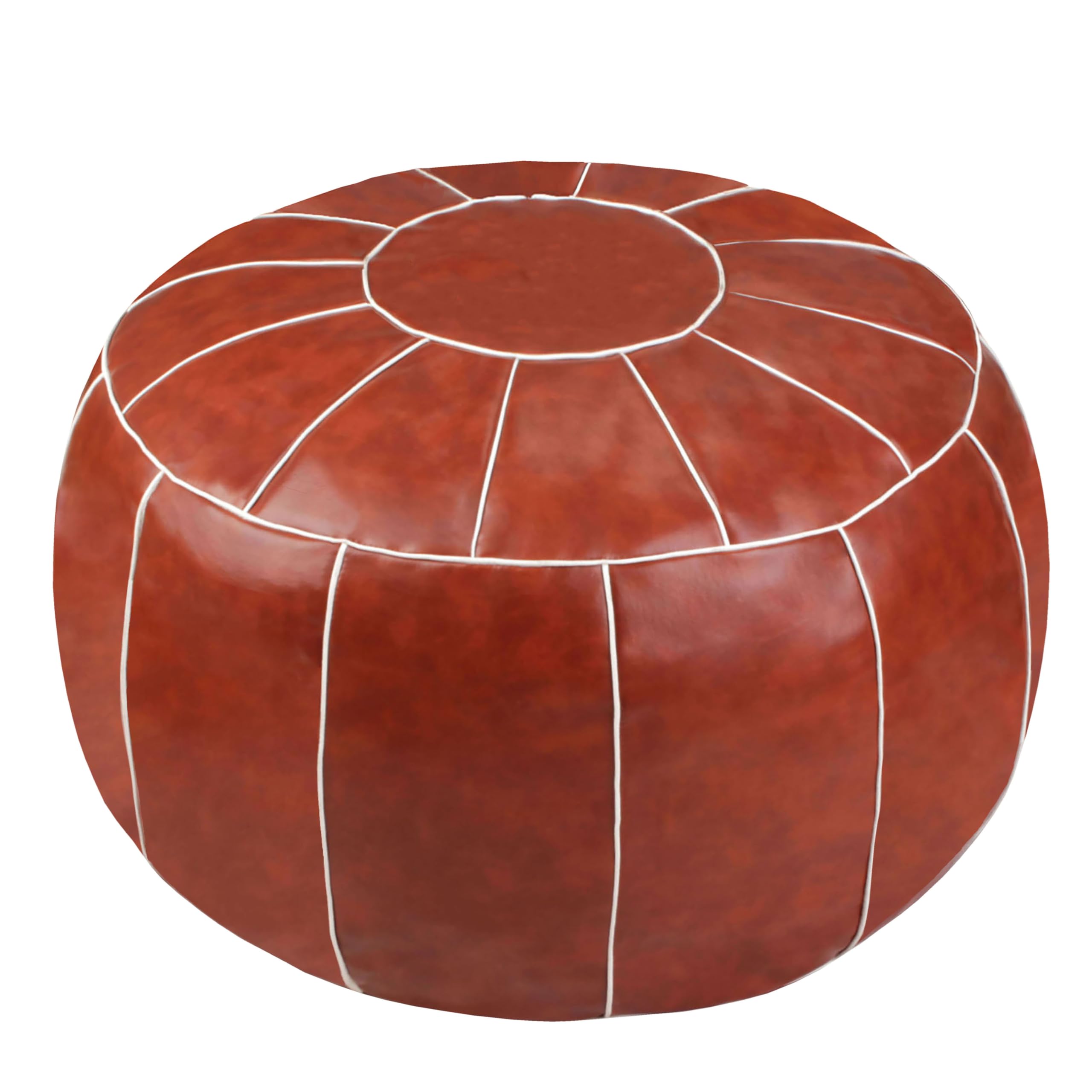 ZEFEN Decorative Pouf Foot Stool Round Unstuffed Leather Ottoman Cushion Storage seat or for Resting Your Feet on , Floor Chair Foot Living Room