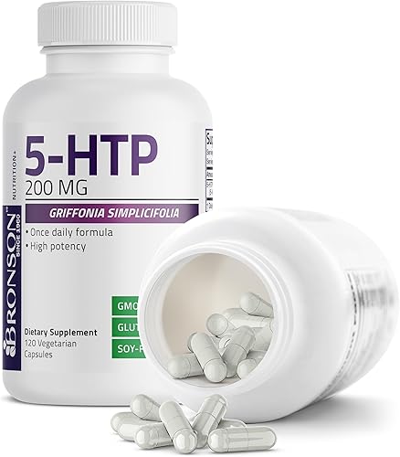 Miniatura 6 de Bronson 5-HTP 200mg (5-hidroxitriptófano) Griffonia Simplicifolia Sin OMG, 120 Cápsulas Vegetarianas