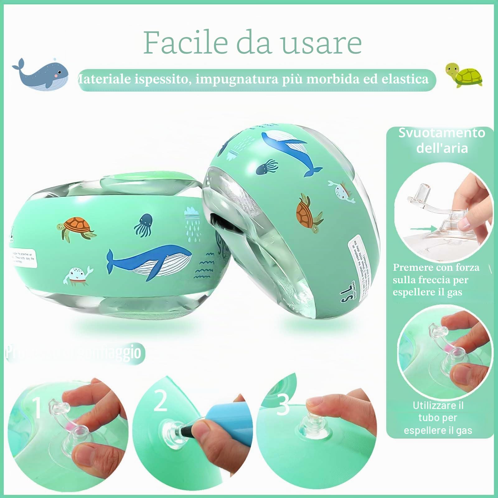 Braccioli Gonfiabili Bambini 1–6 Anni – Sicuri e Confortevoli – 3 Camere d’Aria Indipendenti – Braccioli Rotondi Bambino e Bambina per Piscina e Mare