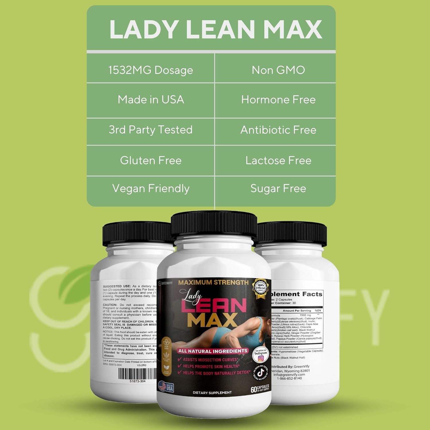 Lady Lean Max, Dietary Supplement, 60 Capsules, 30-Day Supply, All Natural Ingredients (3)