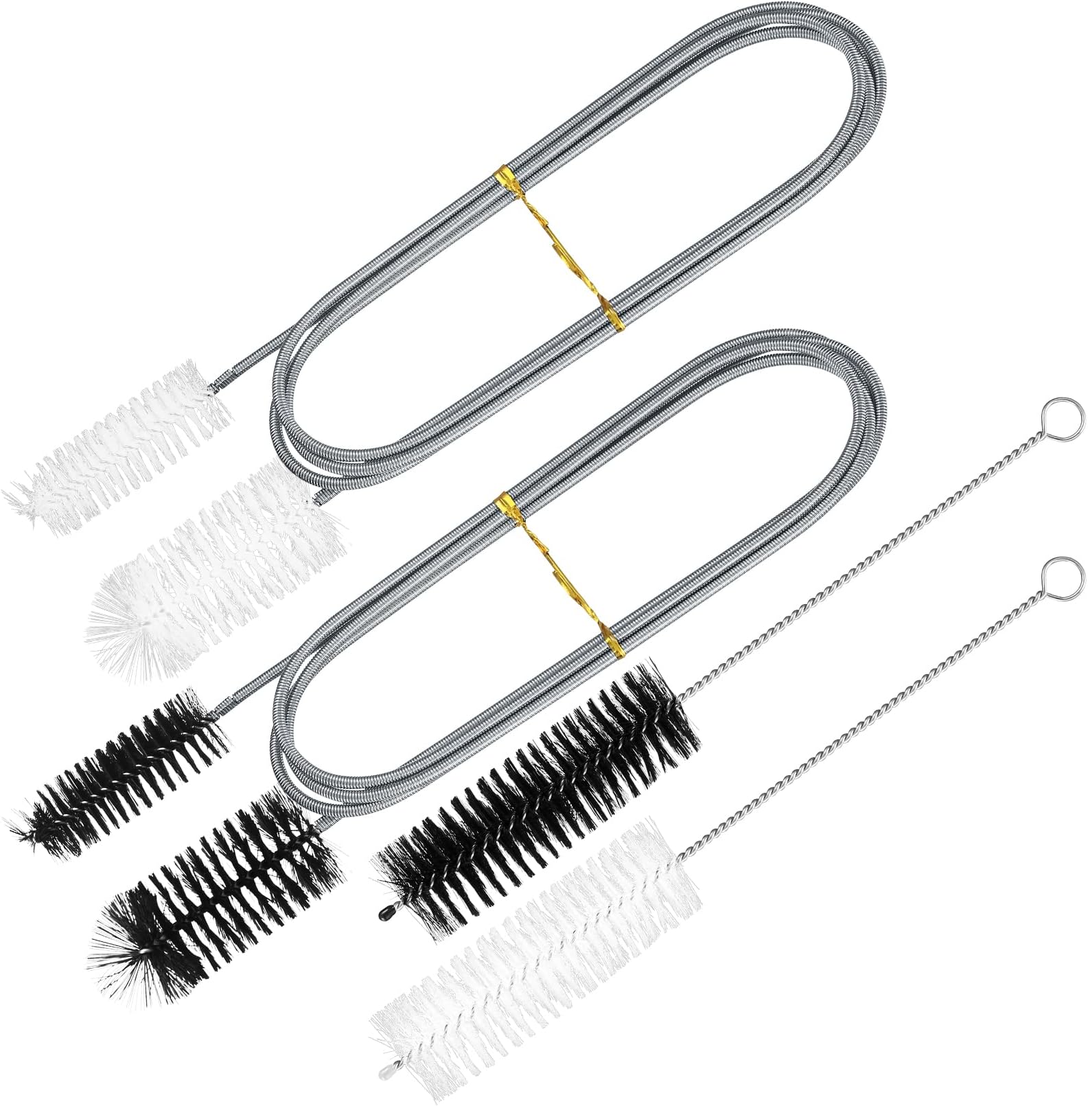 4 Pcs Flexible Drain Cleaning Brushes (2 x Double-sided Pipe Brushes, 2 x Single-Head Brush), Pipe Cleaning Brushes for Sink/Refrigerator/Aquarium