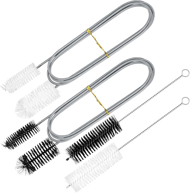 4 Pcs Flexible Drain Cleaning Brushes (2 x Double-sided Pipe Brushes, 2 x Single-Head Brush), Drain Dredge Hose Hole Pipe Cleaning Brushes for Sink Drain/Refrigerator Drain Hole/Aquarium