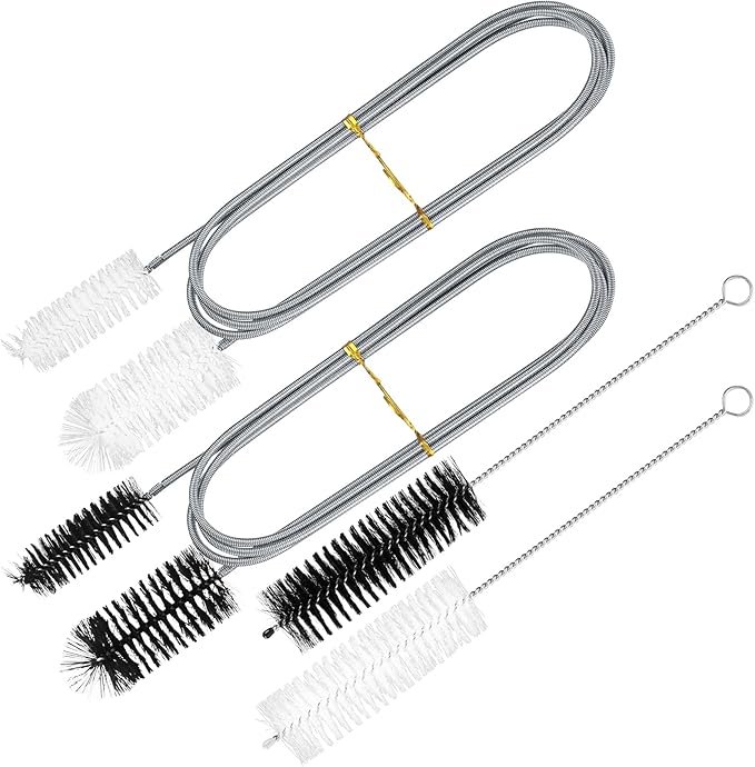 4 Pcs Flexible Drain Cleaning Brushes (2 x Doublesided Pipe Brushes, 2 x SingleHead Brush