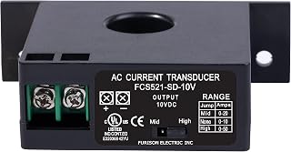 FCS521-SD-10V Current Transmitter Transformer Sensor AC Current Converter 0-50A, Push Button Switch, Automatic Operation, Black