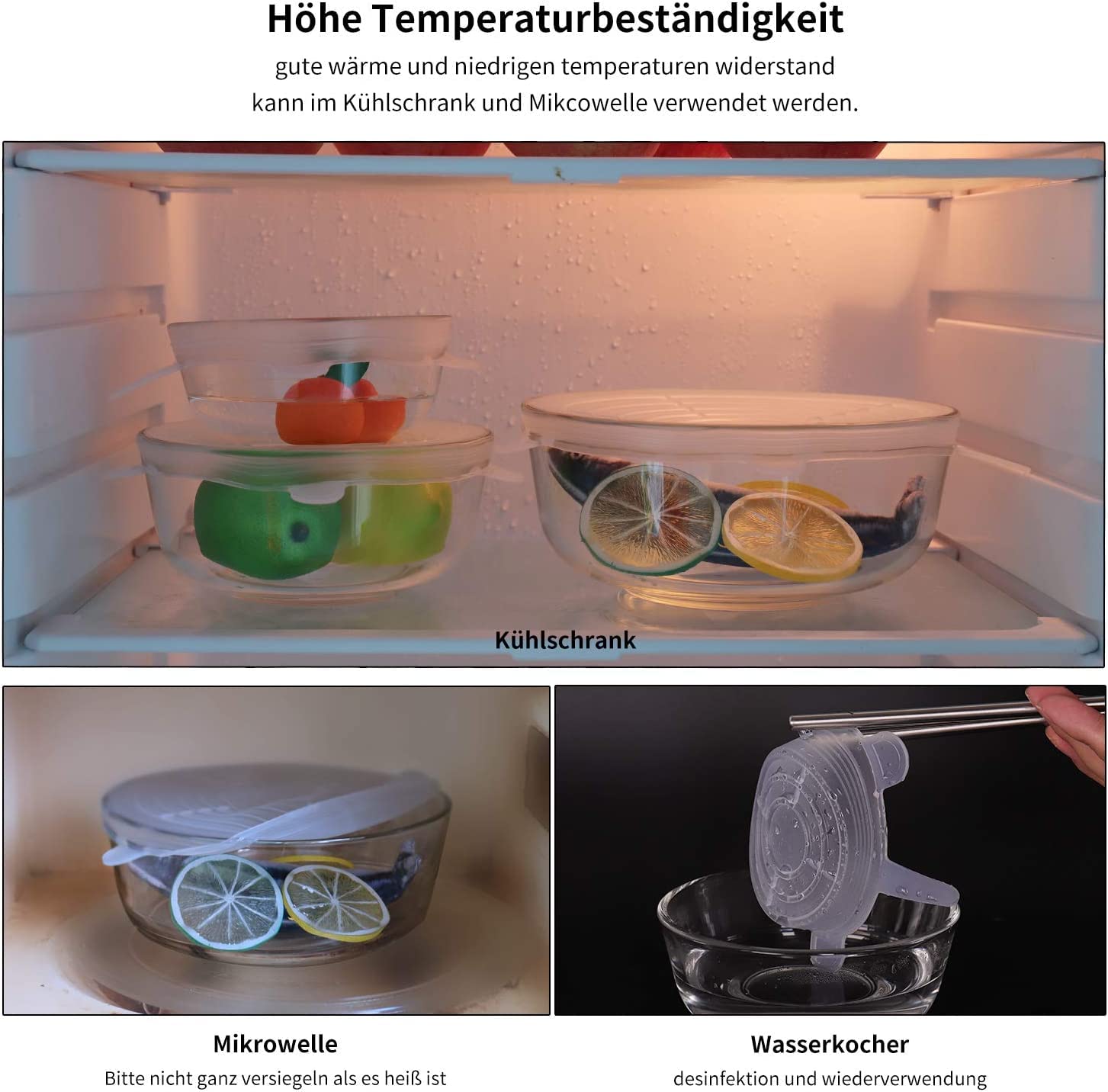 JYNXOR 12 Stück Silikondeckel Dehnbar - BPA-frei 6 Größen Für Schüsseln Becher Dosen