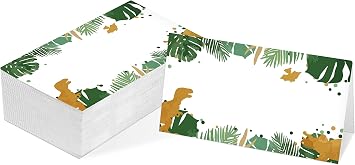 Table Place Card, Jungle Safari Animals Themed Tent Style Cards, Pack of 25 Half-Fold Reception Place Card, Gold Wild Animal Food Labels, Perfect for Baby Shower, Birthday Party C09