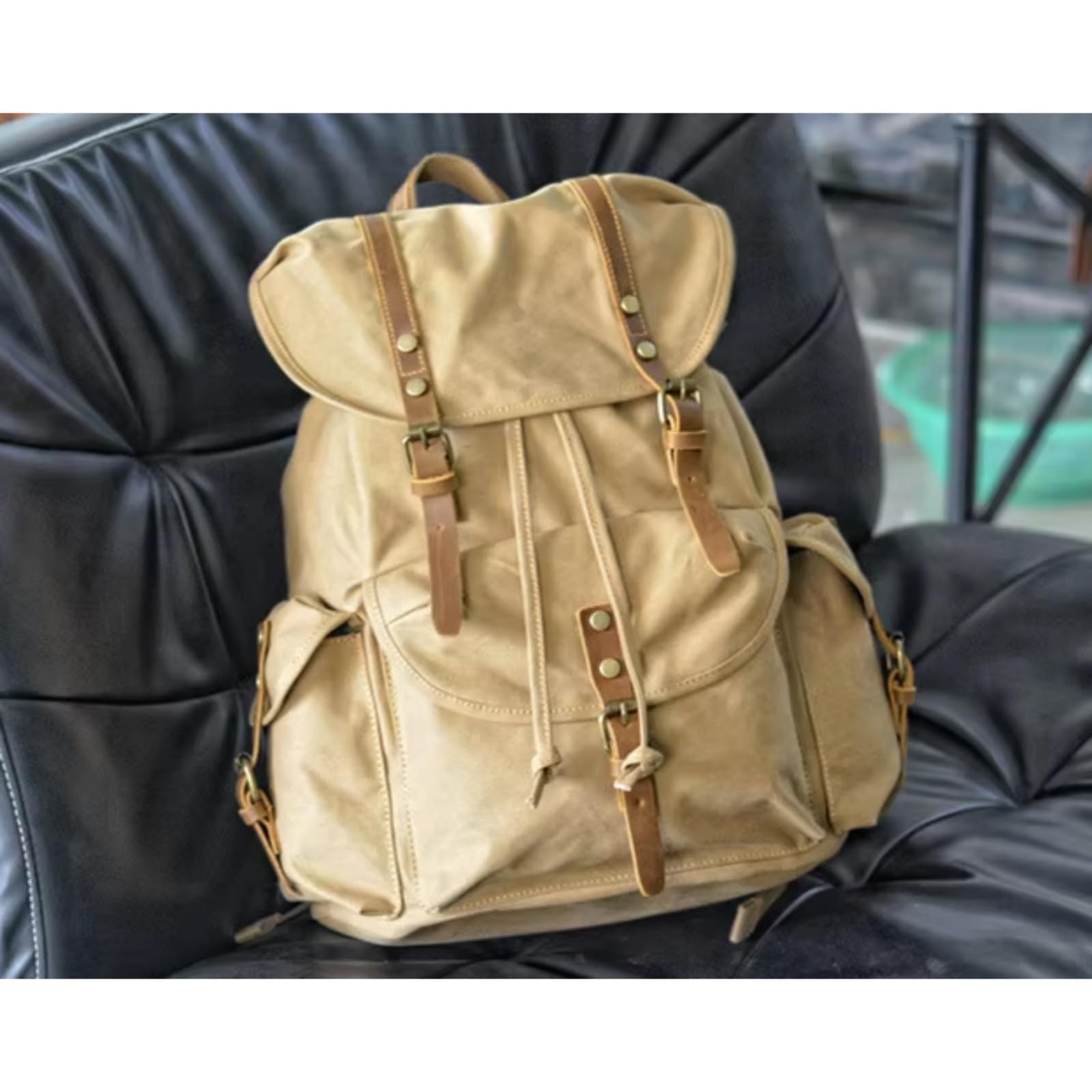 Zaino in Tela Retro, Sacco da Giorno Casual di Grande capacità con Spazioso Deposito, Borsa Viaggio per Scuola, Pendoli E Uso Quotidiano