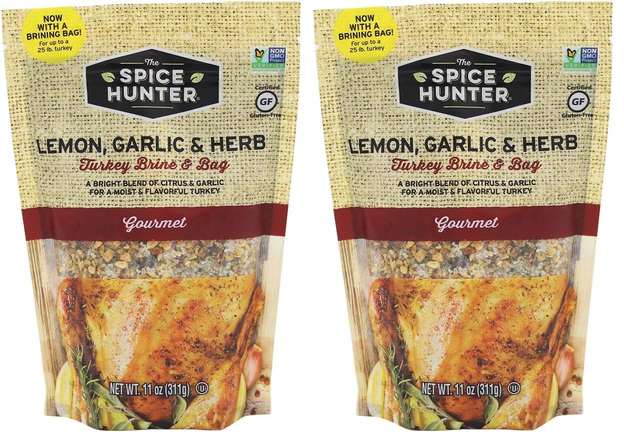Spice Hunter Turkey Brine & Bag, Lemon, Garlic and Herb, 11 Ounce (Pack of 2)
