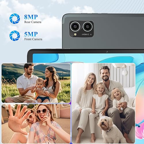 Miniatura 6 de Tablet de 10 pulgadas, tableta Android 14, 8 GB de RAM 128 GB ROM 1 TB expansión, procesador octa-core, pantalla táctil HD de 1280 x 800, cámara