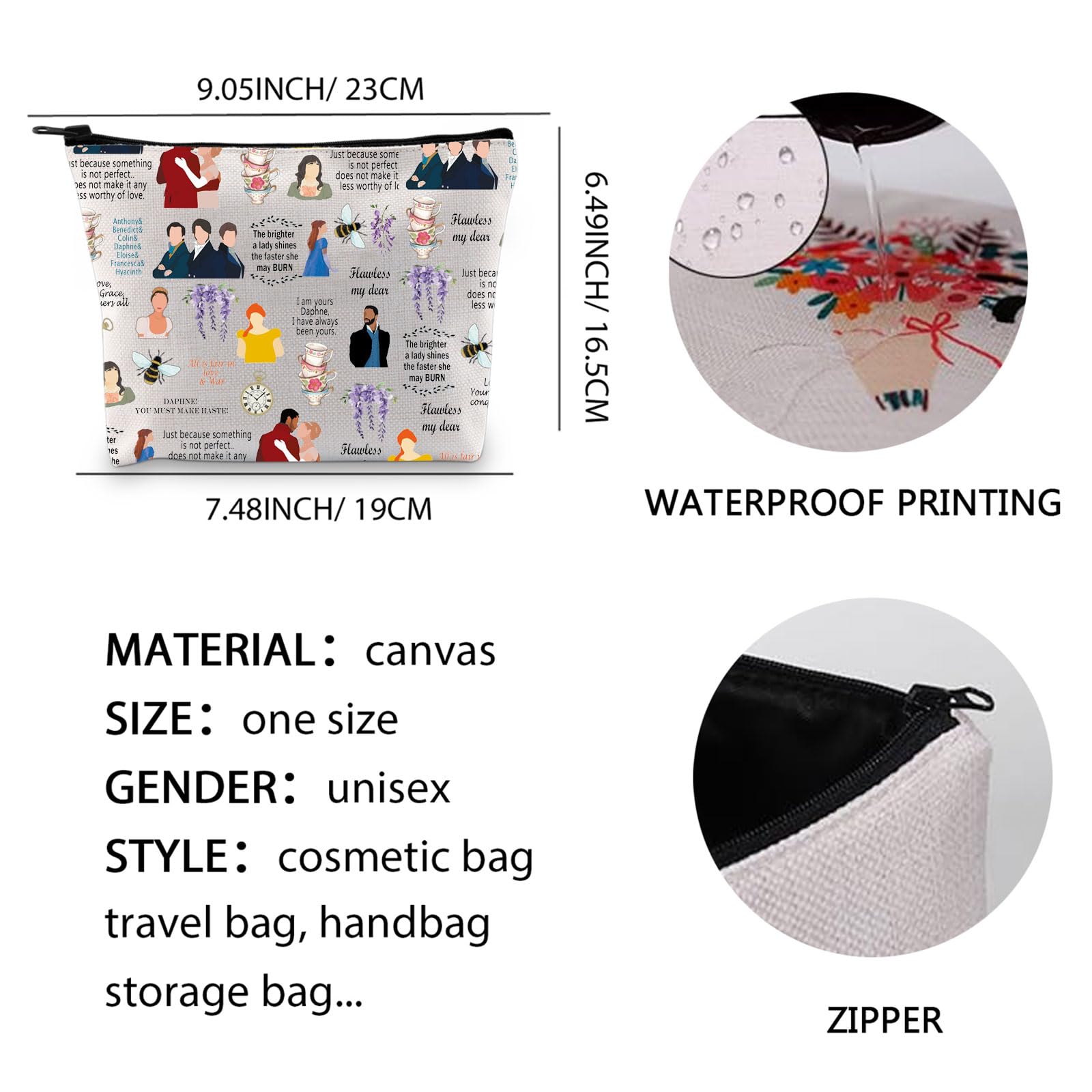 All is Fair Cosmetic Makeup Bag All is Fair TV Show Present Lady Tea Gift Bridge Themed Present Bridge Zipper Pouch (All is fair Makeup Bag 1uk) - Image 2