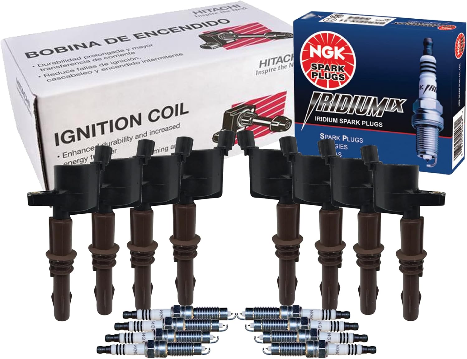 Astemo 8 Ignition Coils & NGK 8 Iridium IX Spark Plugs Gap 0.044" Kit For Ford Lincoln Mercury 4.6 5.4 V8