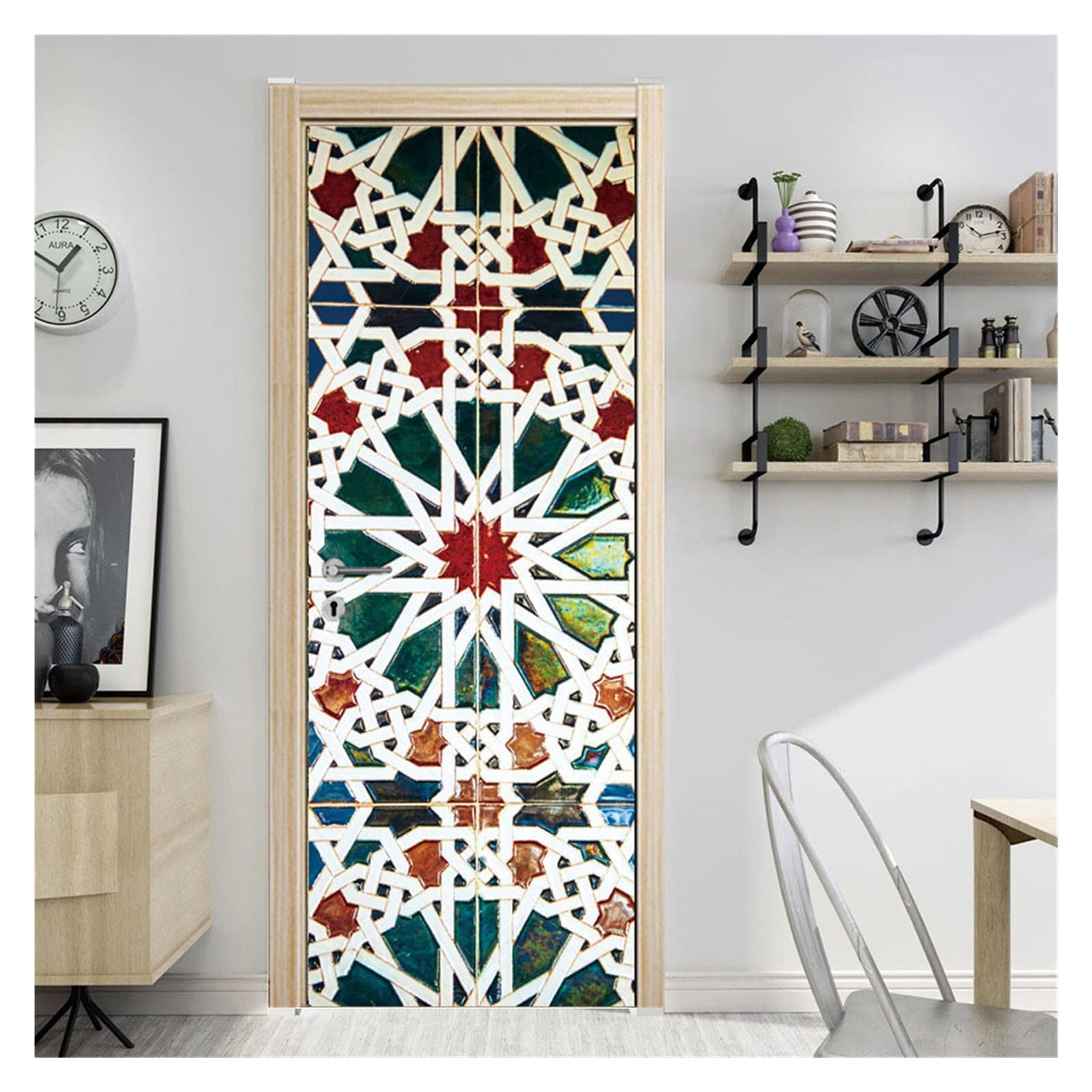Stickers de porte trompe l'œil en PVC amovible et imperméable pour salon