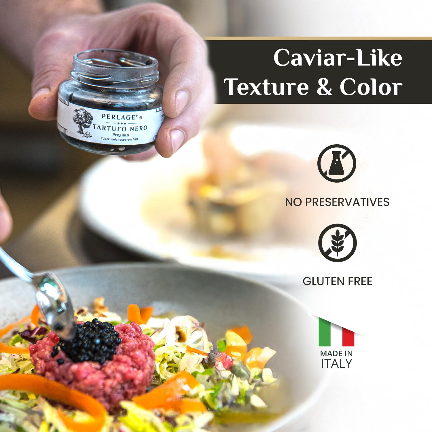 TartufLanghe Black Truffle Caviar Pearls – Luxury Italian Truffle Pearls, Perfect for Enhancing Dishes, Gourmet Gift, Imported From Italy – 50g Jar, 1.76 oz