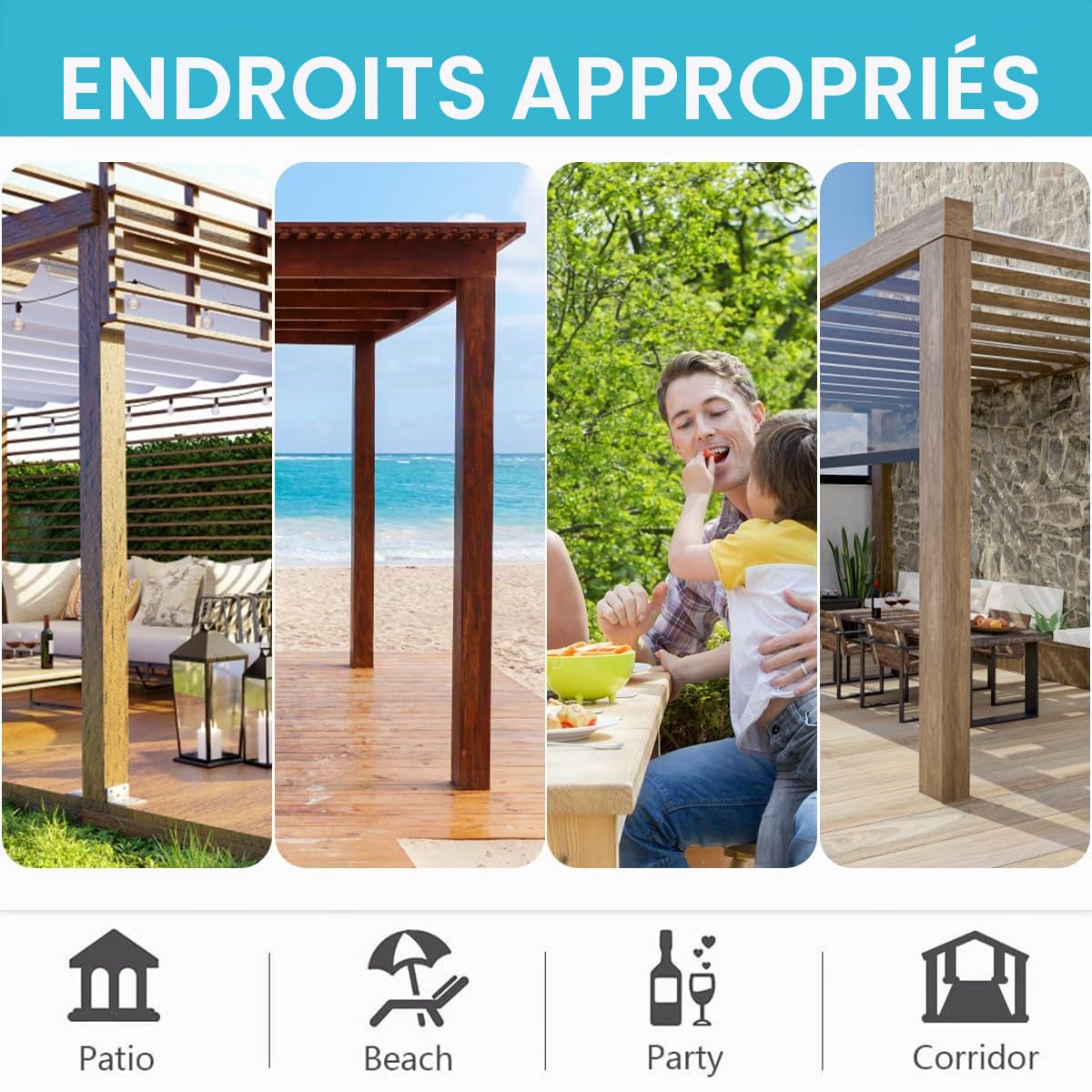 ele ELEOPTION Rideau Extérieur Imperméables Protéger Contre UV Isolants Thermiques, avec Perforations, Adaptés aux Jardins, Terrasses, Pergola, Balcons, Texturé 3D Blanc Cassé, 1 Pièce / 132 X 213cm