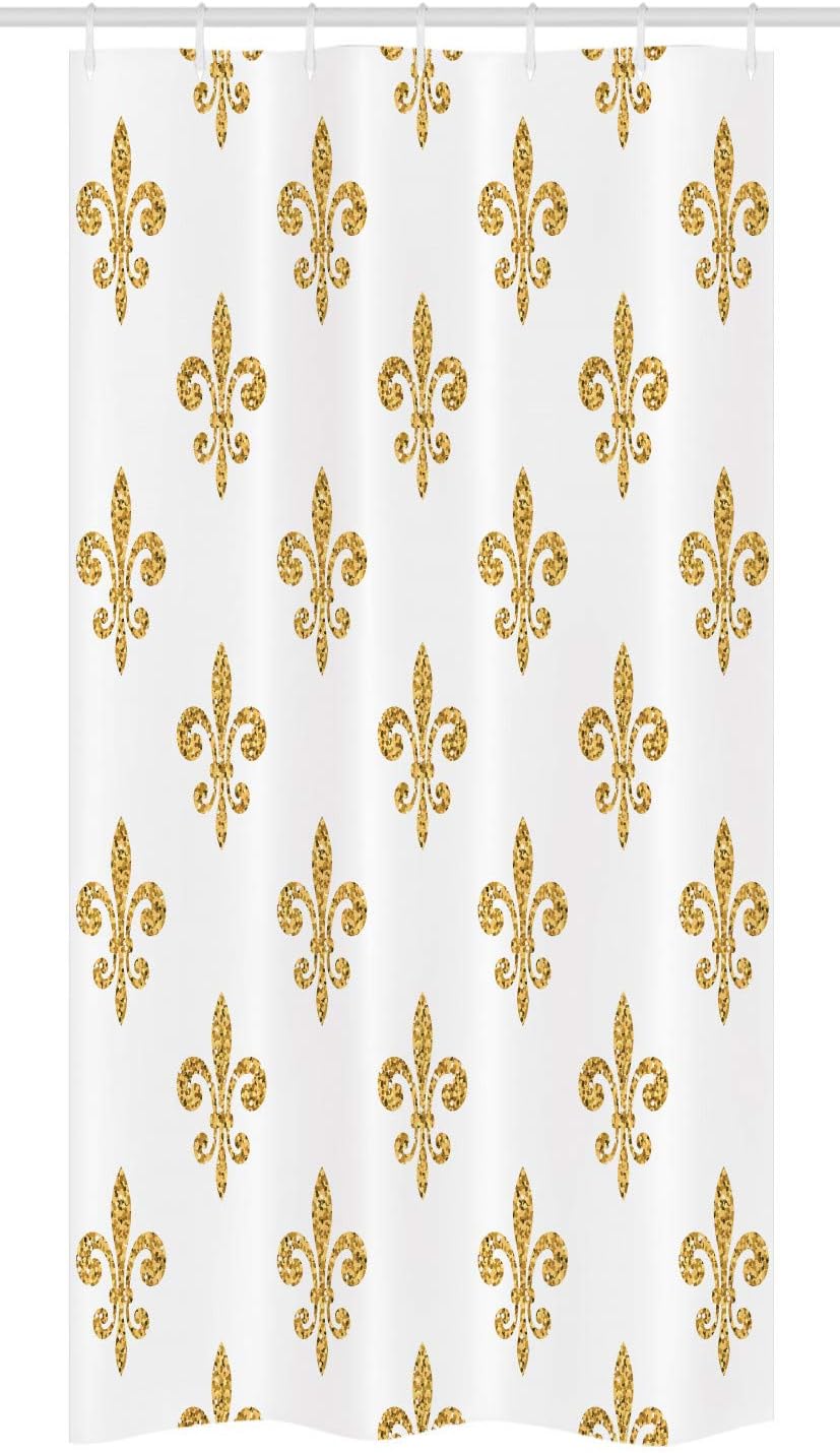 Ambesonne Fleur De Lis Stall Shower Curtain, Vintage European Lily Aristocratic Dignified Majesty Print, Fabric Bathroom Decor Set with Hooks, 36" W x 72" L, Yellow White