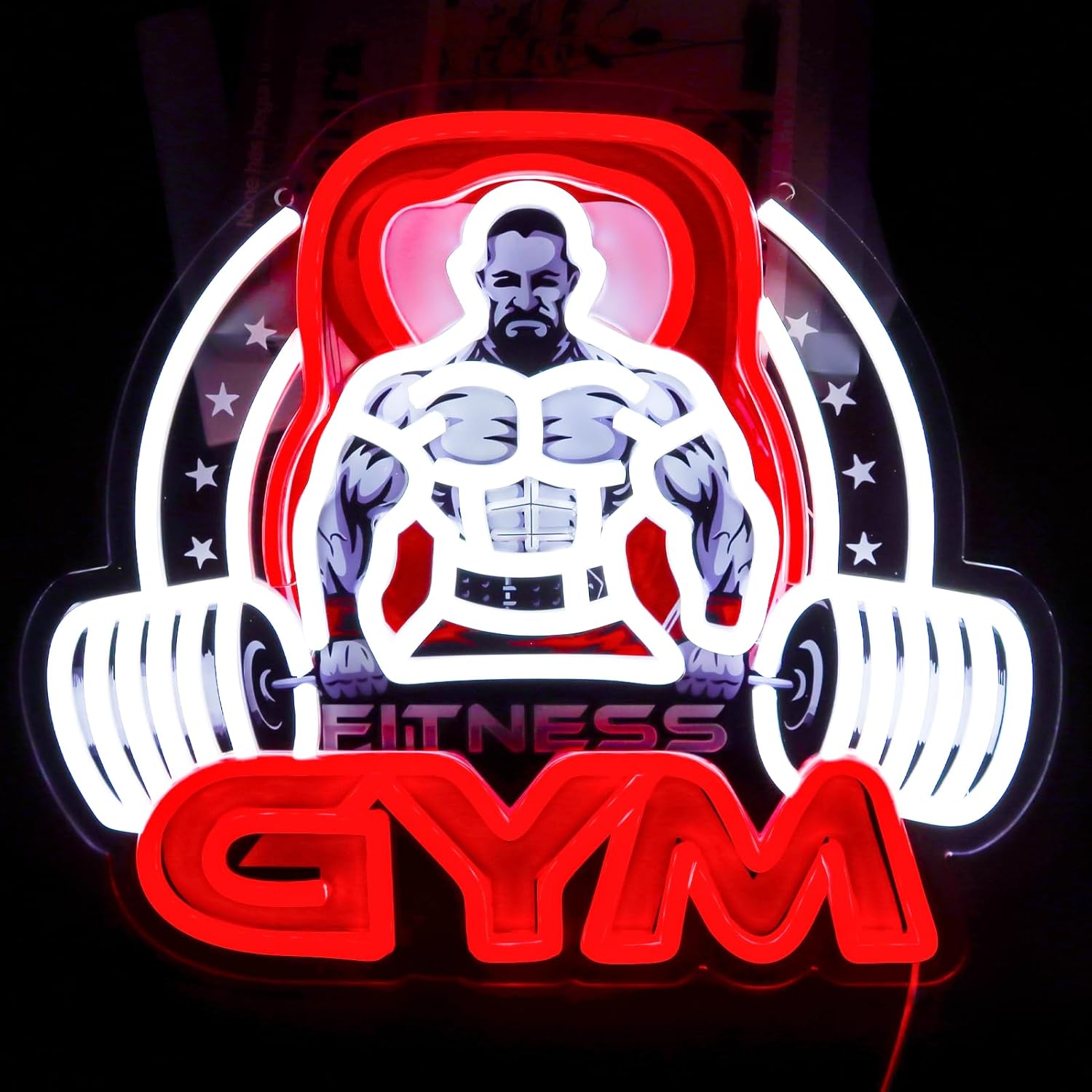 Gym Neon signs Fitness Neon Lights for Home,Bedroom,Sports-themed Spaces,Club,Party Gift Art for Boys Girls Sports Fans- 14.1 x 12.2IN-USB Powered-Acrylic