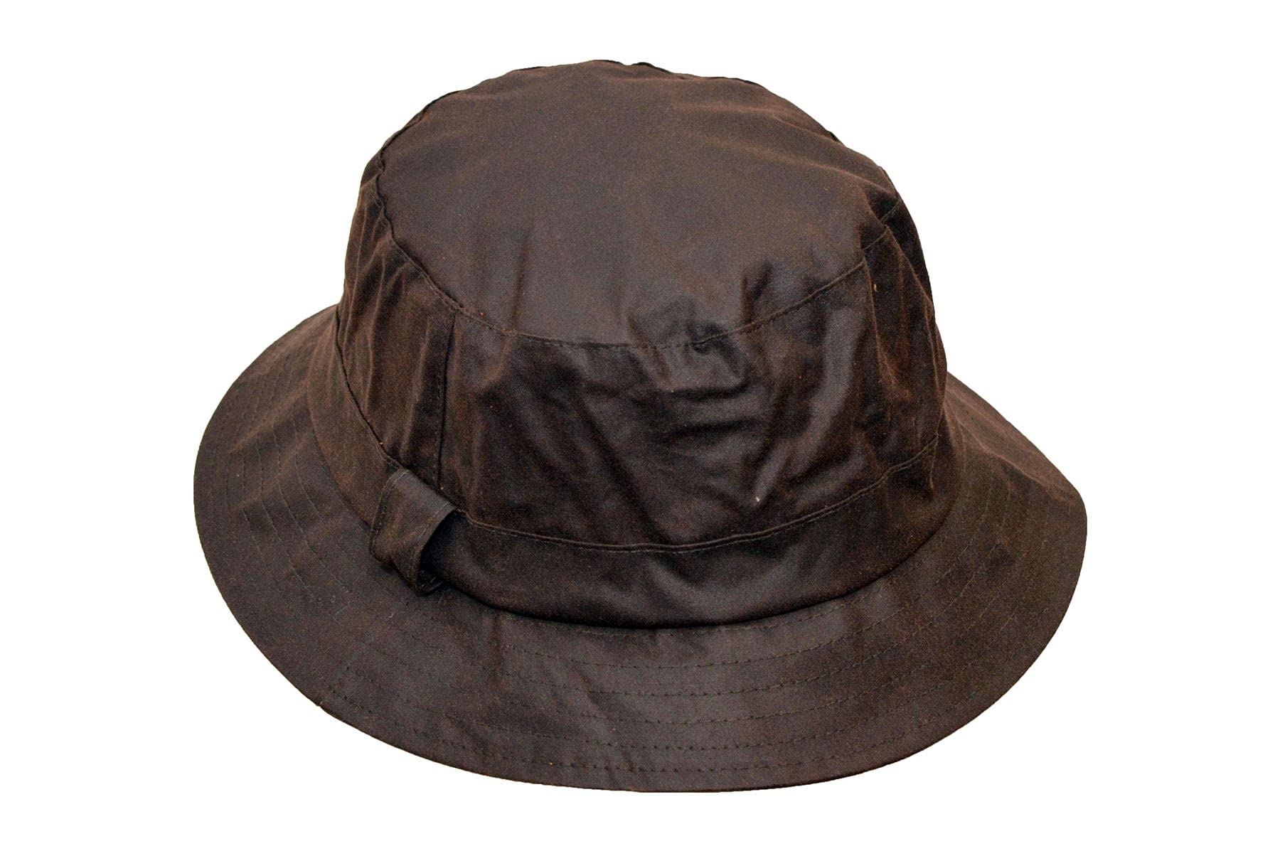 WALKER AND HAWKES - Olive 100% British Waxed Cotton Millerain Fabric Hanford Bucket Hat Unisex - Brown - XS (56cm)