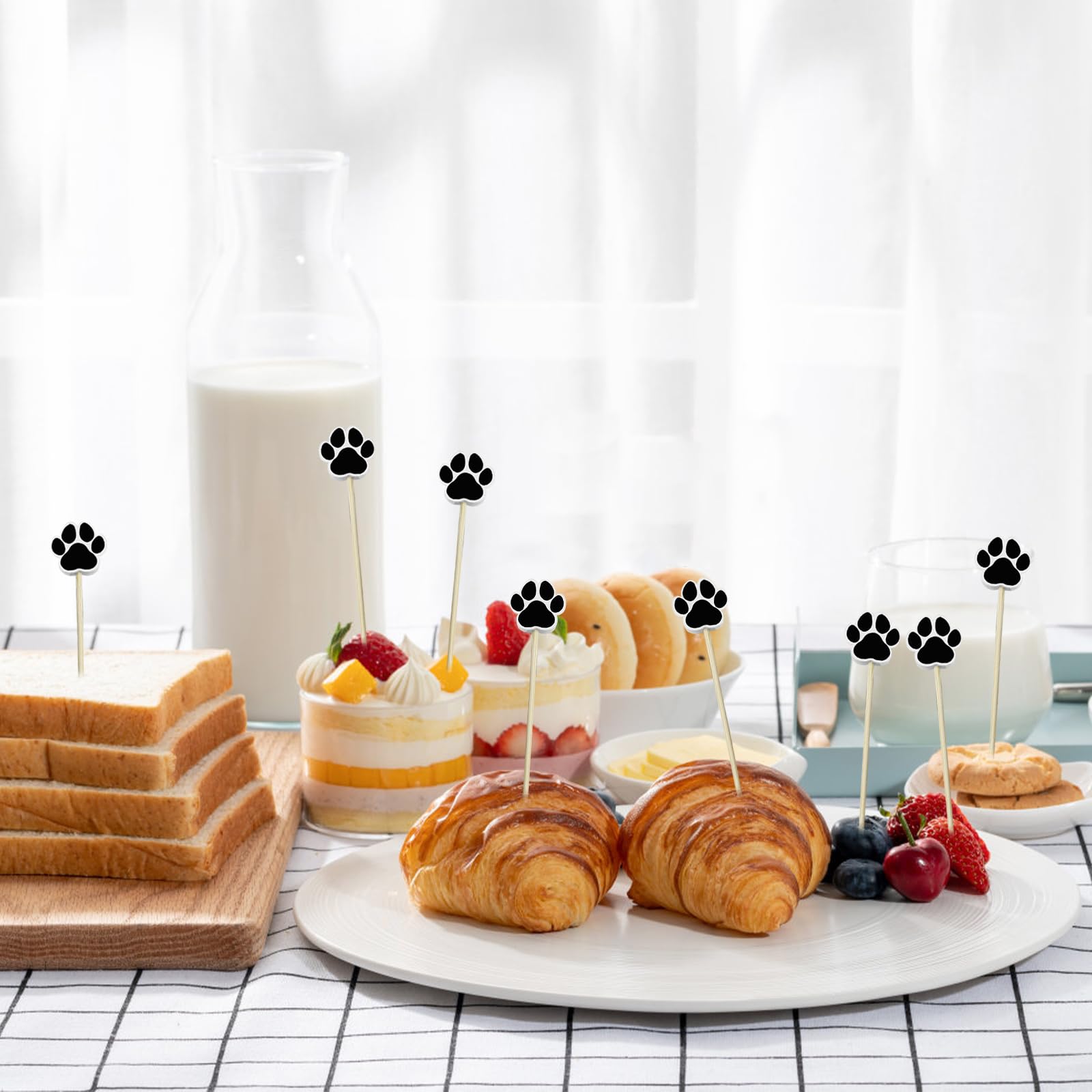 200 palillos de cóctel, palillos de dientes elegantes de 4.7 pulgadas para aperitivos, pinchos decorativos para frutas, alimentos, bebidas, suministros de fiesta, estilo pata de perro