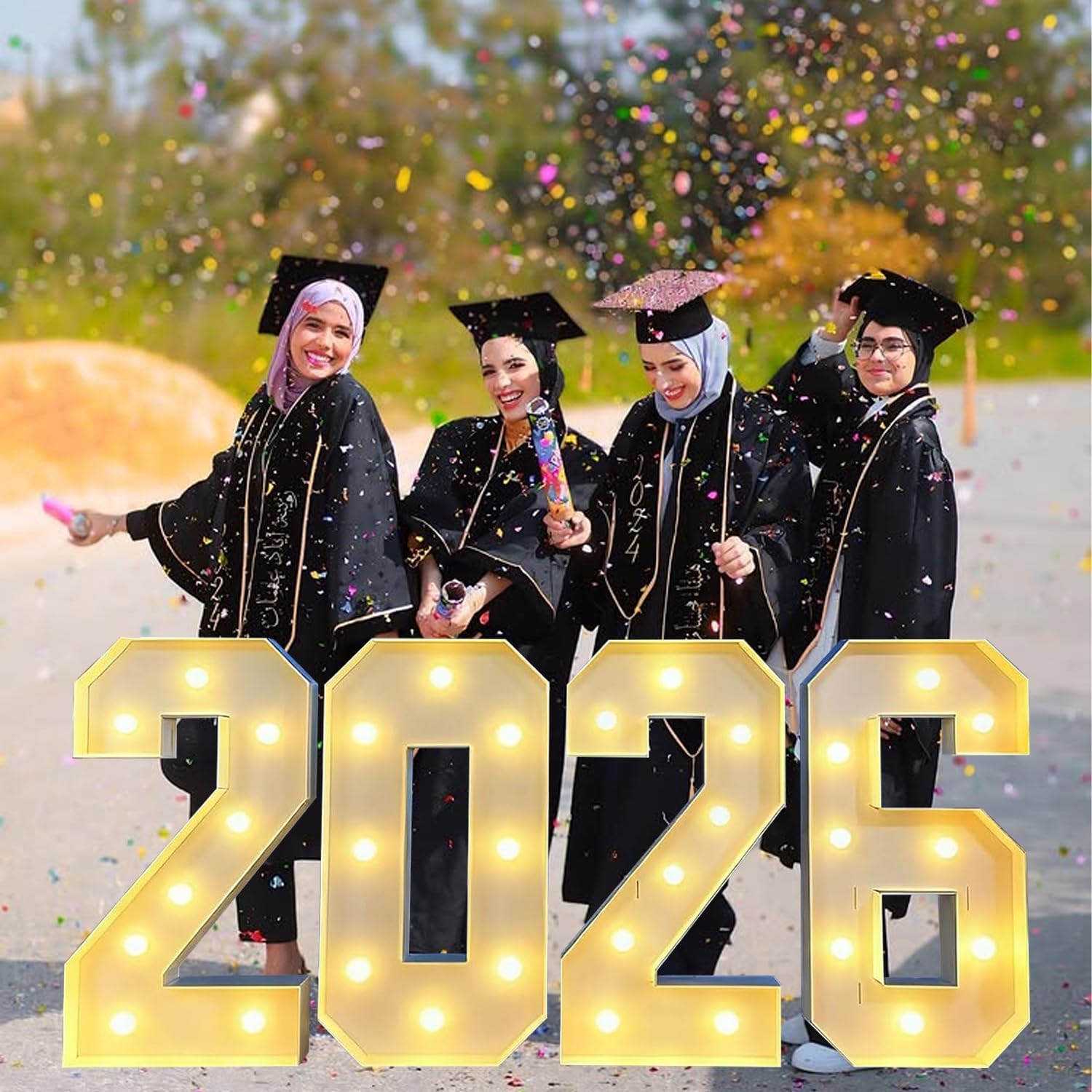 2.3FT Grad 2026 Marquee Light Up Letters Sign,2026 Graduation Decorations,Class of 2026 School Grad Party Supplies Indoor/Outdoor Graduation Party Decorative Letters