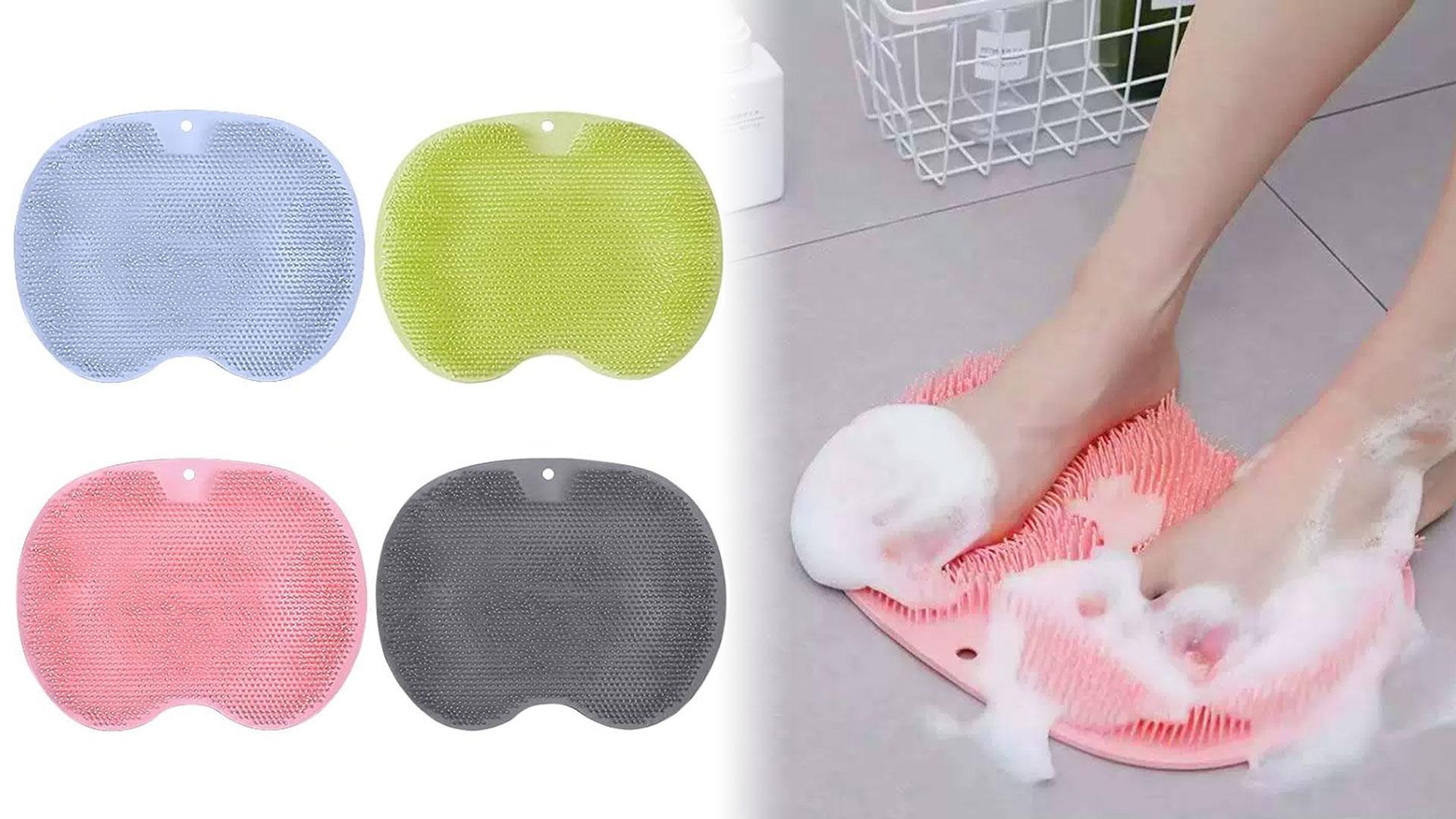 2 Tapis De Massage En Silicone Pour Dos Et Pieds - Ventouses Antidérapantes - 27x20 Cm - Gris Et Rose