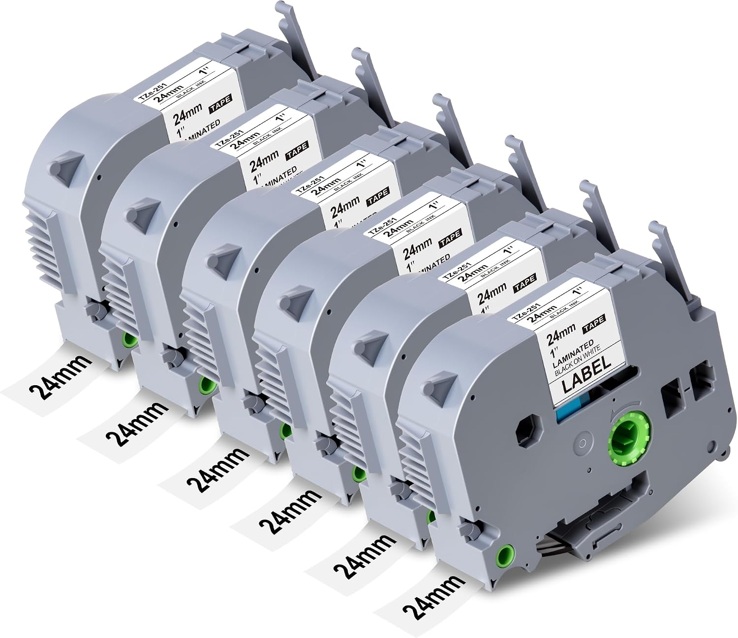Weemay 24mm 0.94 Laminated White Compatible with Brother Label Maker Tape | 6 Pack TZe 251 TZe251 TZ-251 TZ251 for PTouch PT-D600 PT-P700 PT-P750W PT-P900W Printer (1 In x 26.2 ft, Black on White)