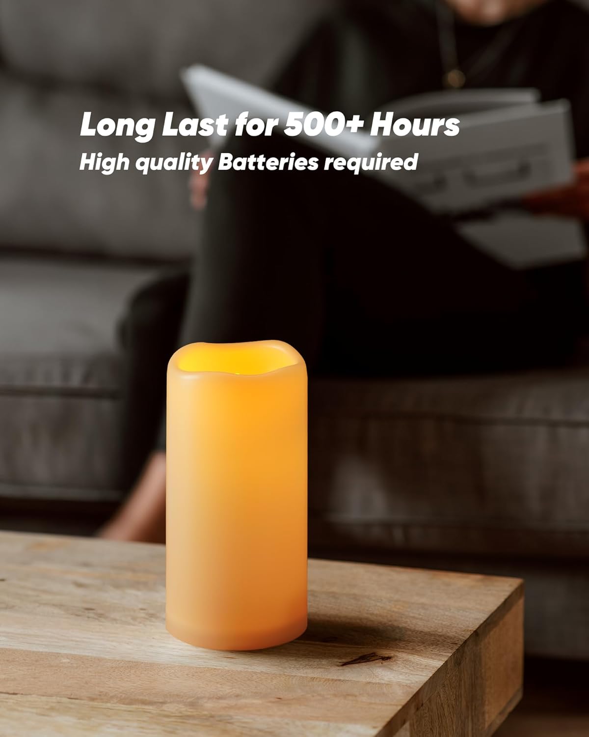 Homemory Outdoor Waterproof Flameless Candles, Battery Operated LED Pillar Candles with Remote Control and Timer, Plastic, Long Lasting, D3 x H4 5" 6", Set of 3