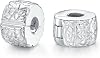 JewelrieShop Clip Spacer Charm for Bracelet Clip Lock Stopper Bead Spacer European Openable Beads 2pcs