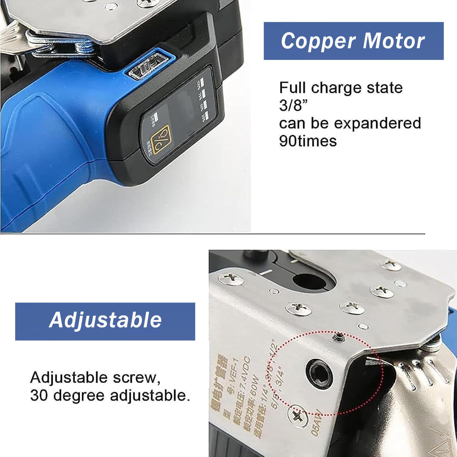 Kit di Utensili per svasatura elettrica per installatori HVAC, 5 Misure di Morsetti, espansore per Tubi in Rame e Alluminio da 1/4" a 3/4", utensile per svasatura Tubi in Ottone a Batteria