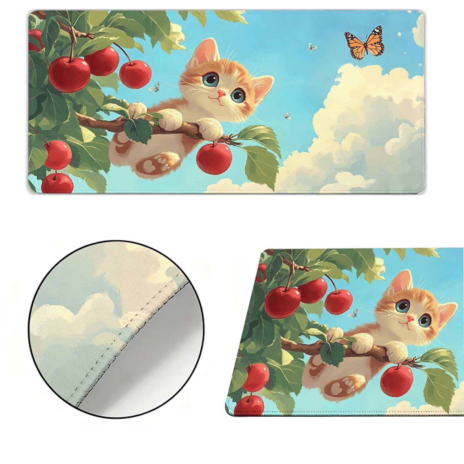 Podkładka pod mysz XXL 1200x400x3mm Podkładka pod mysz niebieska podkładka pod mysz motyl poprawia precyzję i szybkość, antypoślizgowe wodoodporne, szyte krawędzie, akcesoria do gier, komputer biurowy