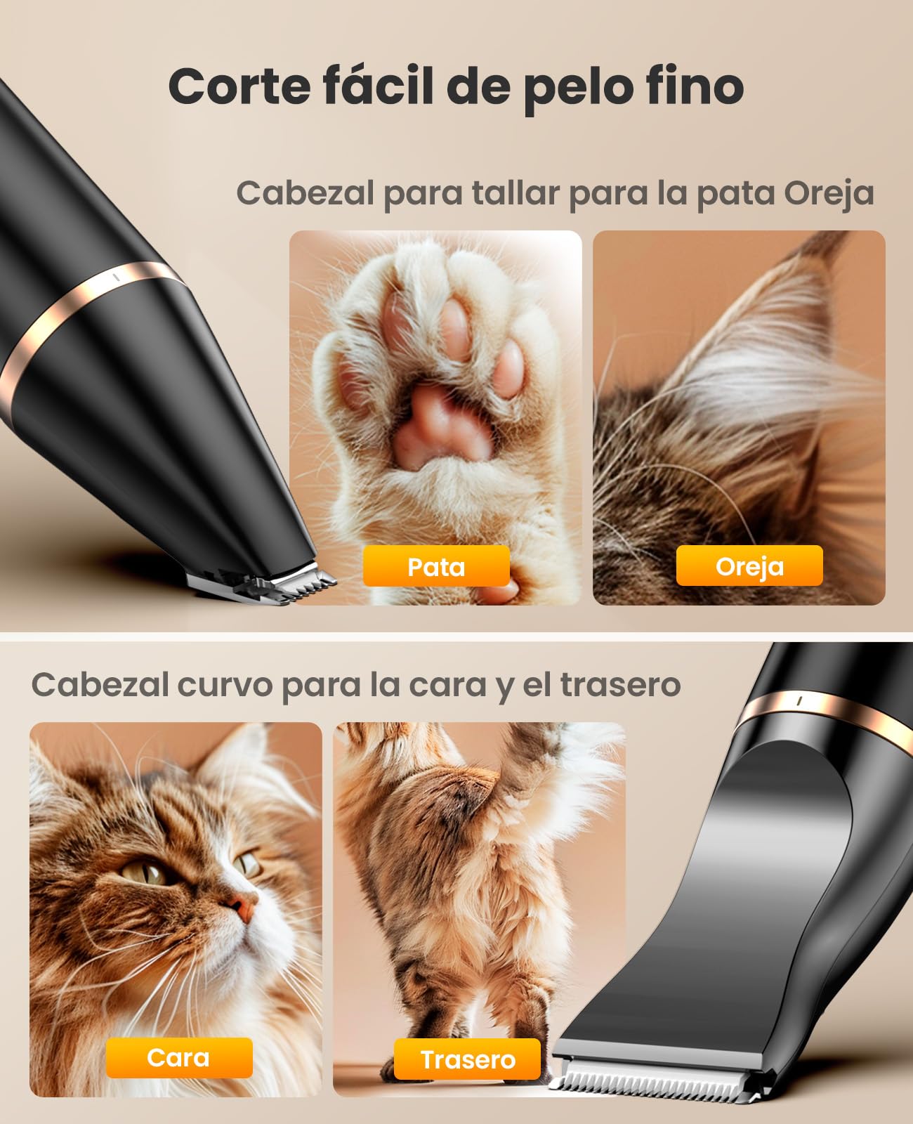 oneisall maquina cortar pelo perros en silencio cortapelos perros Para afeitar áreas pequeñas como patas, ojos, orejas, cara, piernas, etc