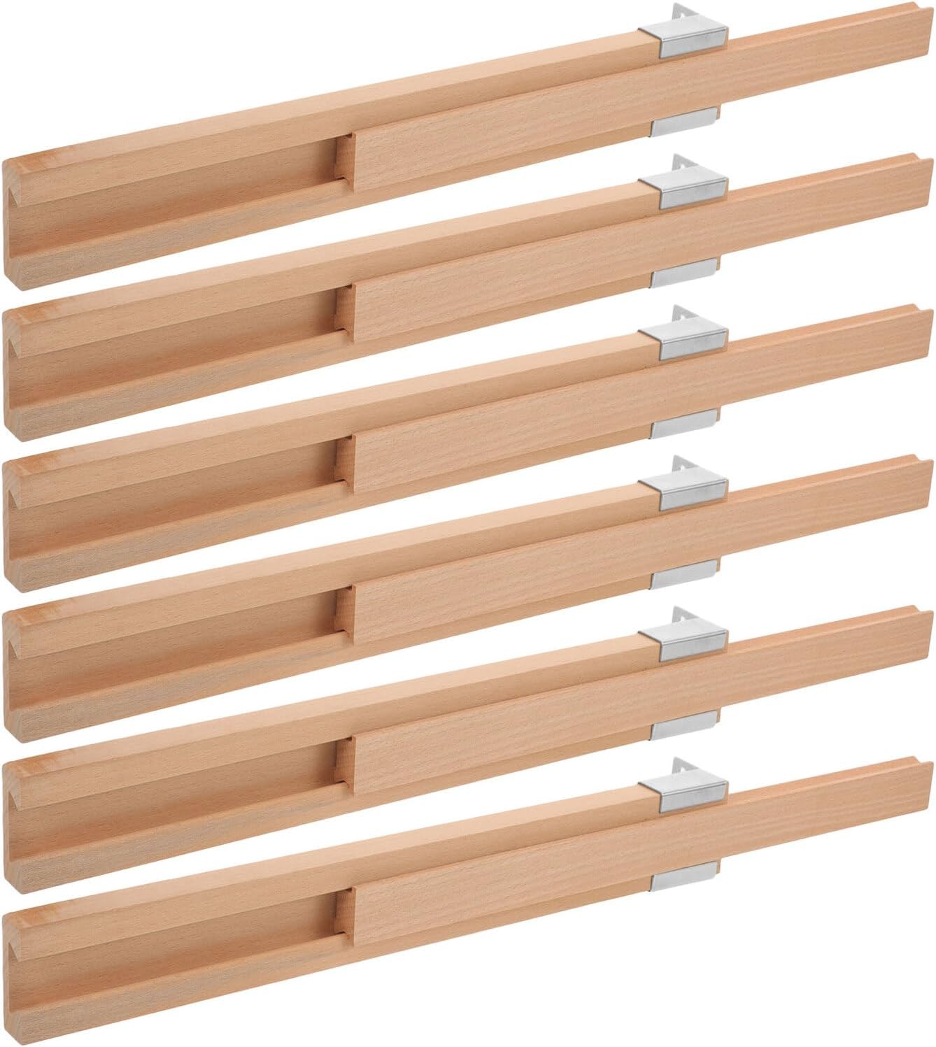 6 Sets 350mm Wood Drawer Slides with Metal Bracket, Silent Center Guide Drawer Rails Replacement for Dresser and Cabinet Hardware
