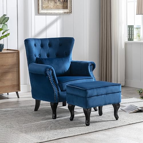 Miniatura 104 de Sillas de lectura Accent Midcentury - Sofá esquinero moderno y cómodo con respaldo copetudo para sala de estar, dormitorio, sala de recepción,